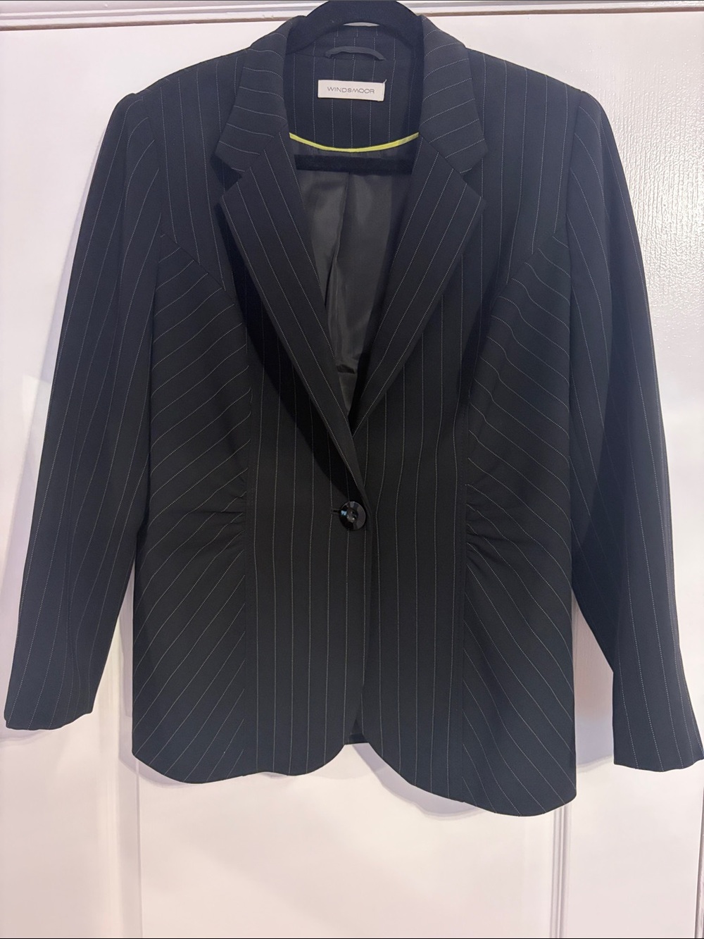 Windsmoor Black Pinstripe Single-Button Blazer and pant suit